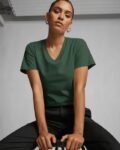 Olive Green V Neck Plain